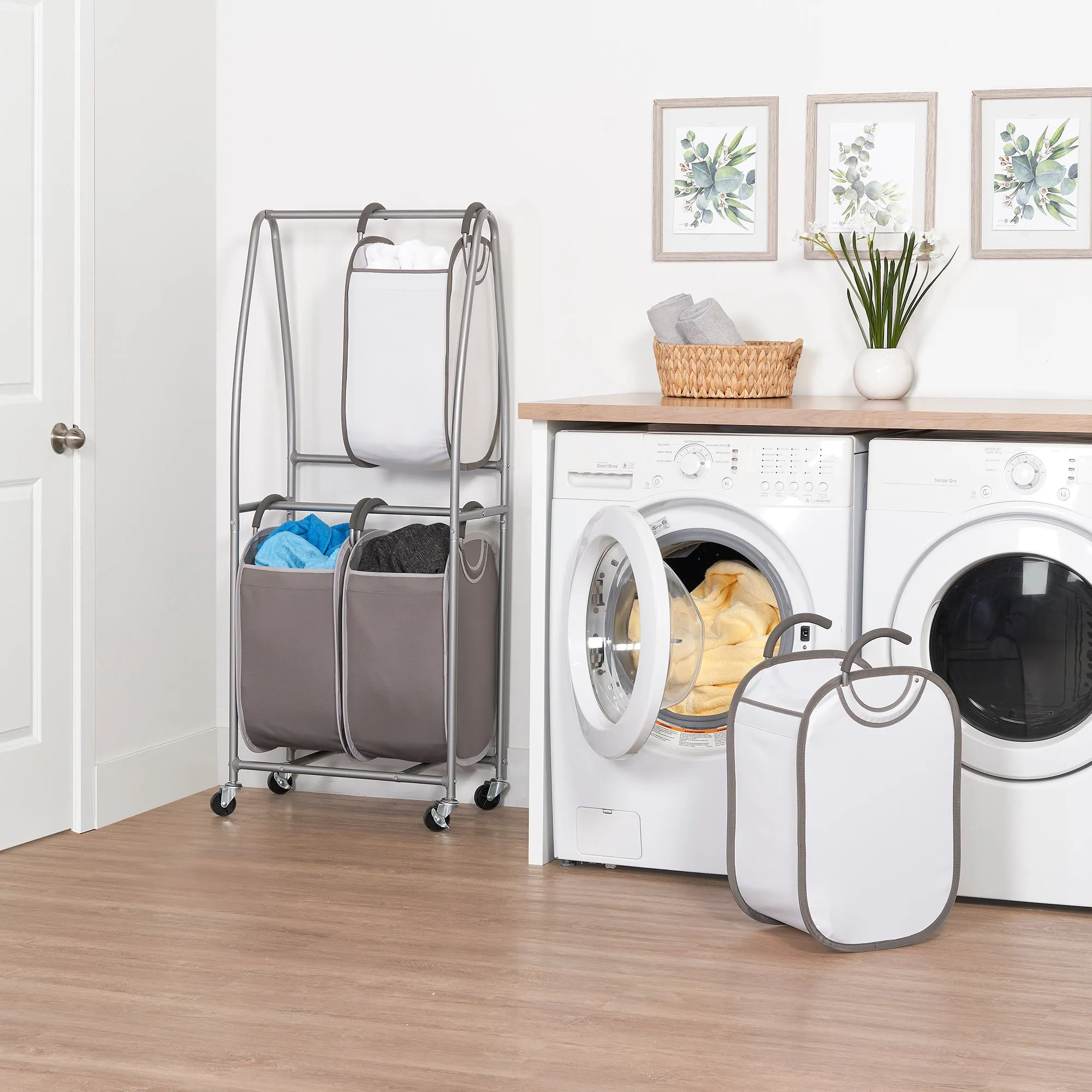 2-Tier Rolling Quad Laundry Sorter