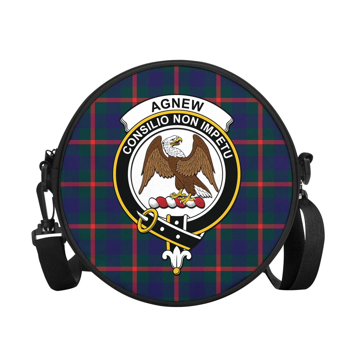 Agnew Tartan Round Satchel Bags with Family Crest