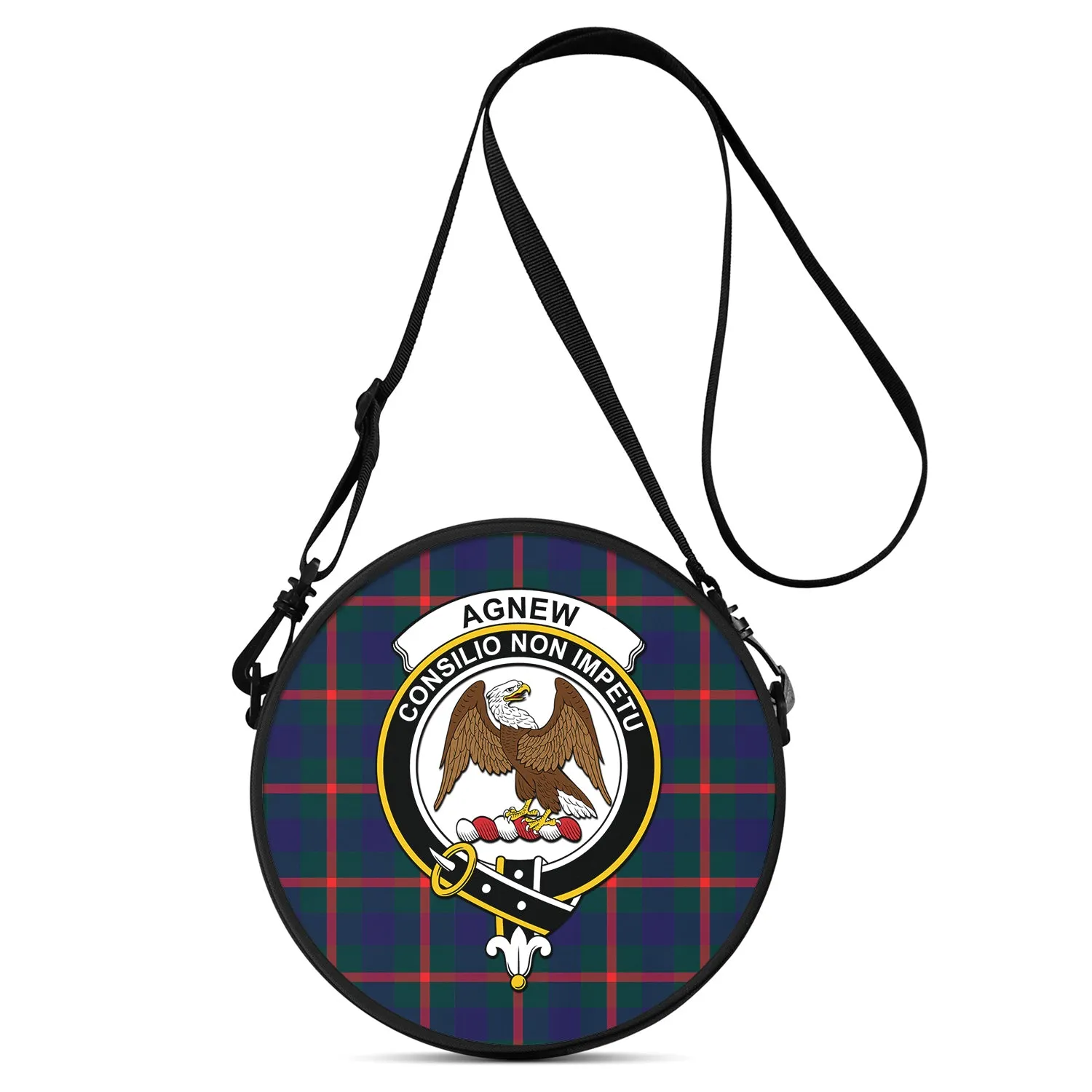 Agnew Tartan Round Satchel Bags with Family Crest