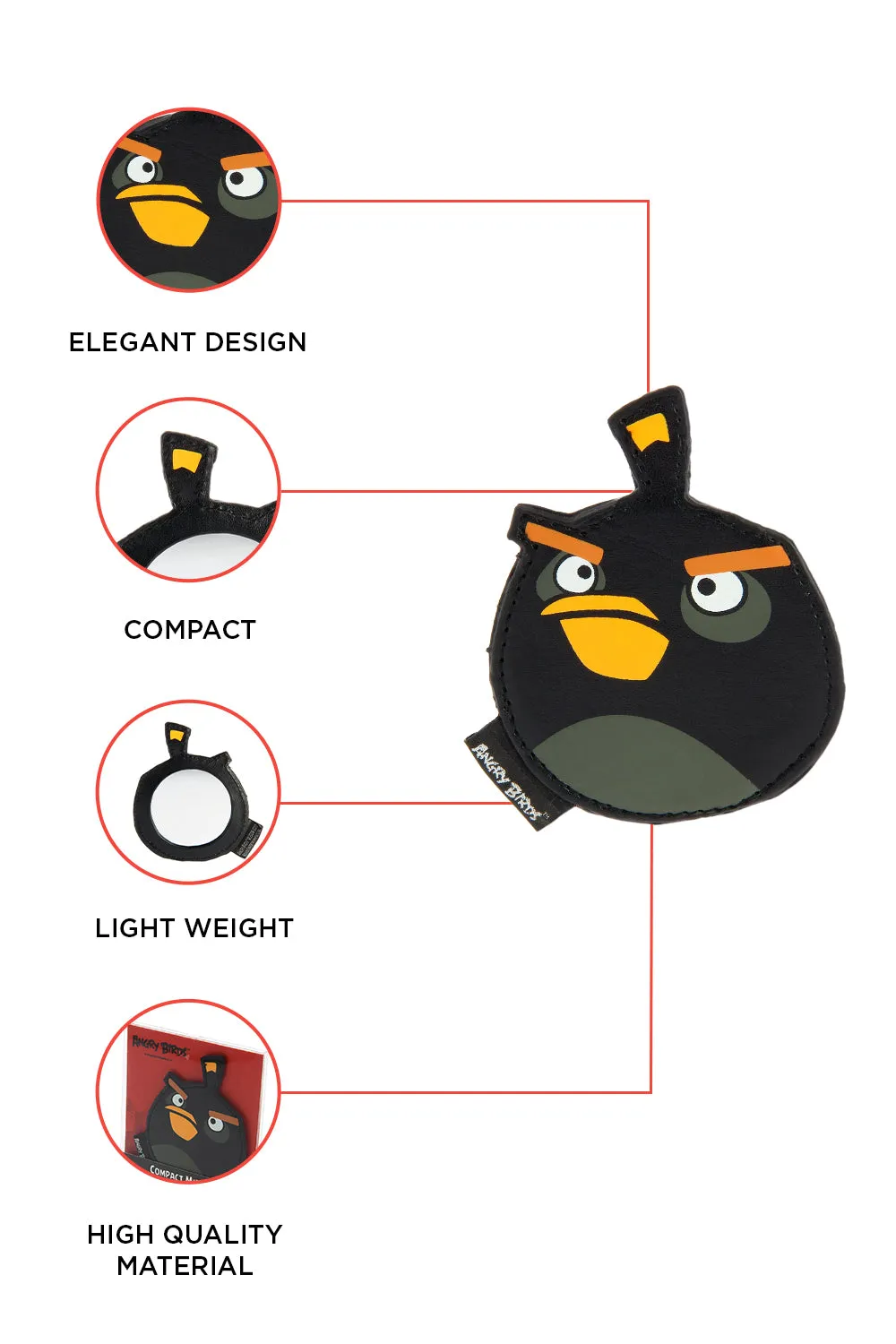 Angry Birds Black Compact Mirror