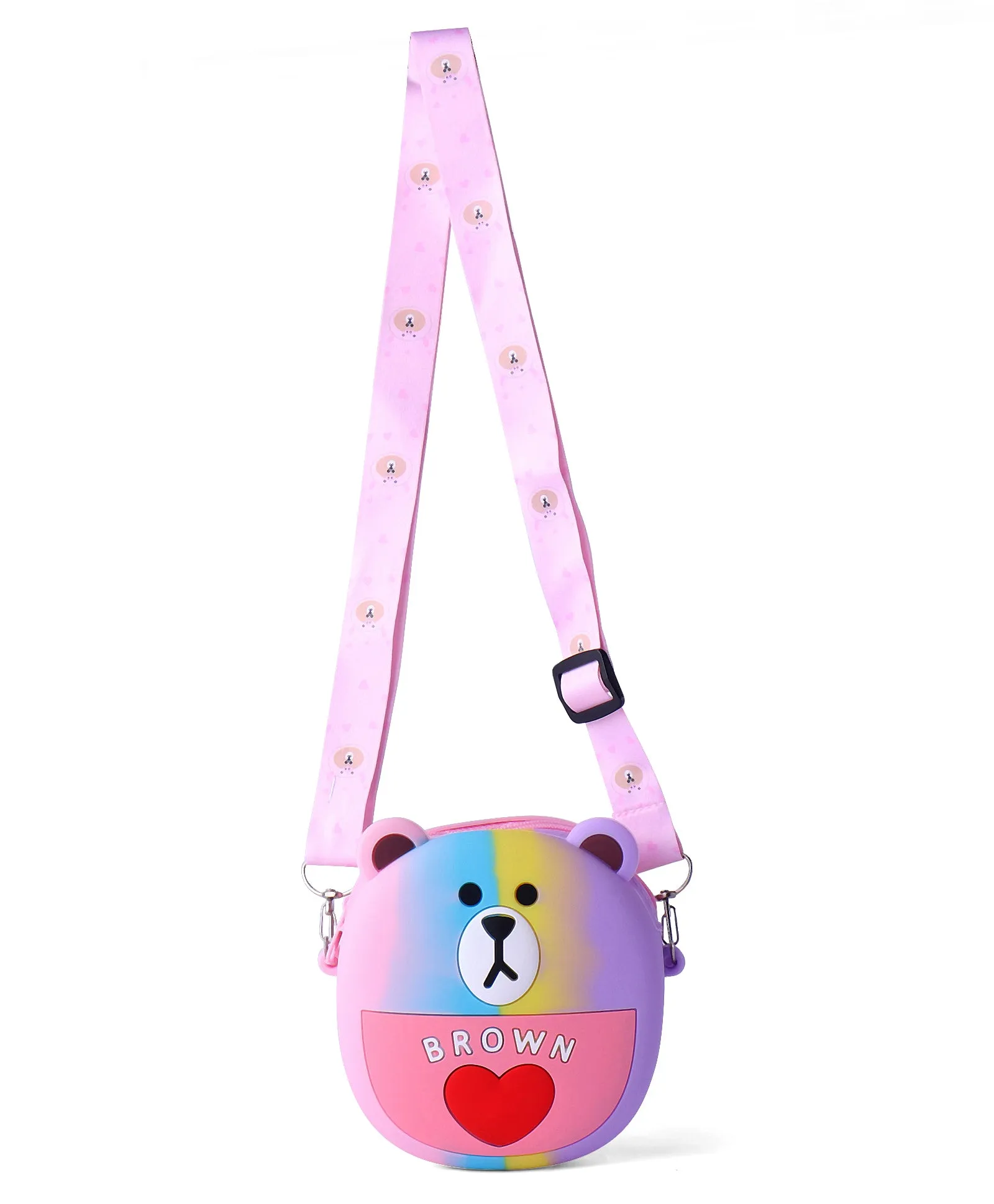 BEAR & HEART SILICON SLING BAG - MULTI-COLOUR