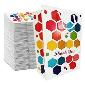 Birthday Popper Thank You Paper Bags Multi-Coloured | Set Of 20, Size: A5, 6 X 9 X 3 Inches, Small |Kids Party Gift Favor Candy Treat Goody Bag, For All Events