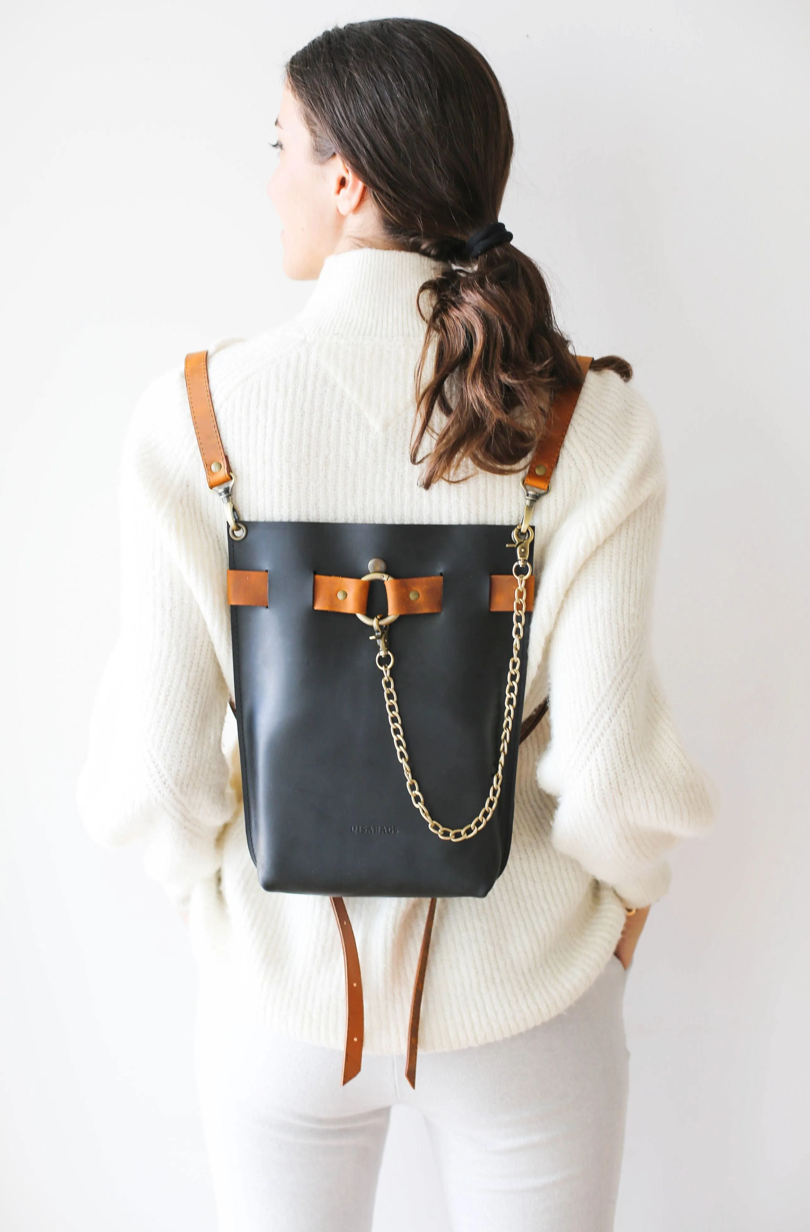 Black w/Brown Leather Bag - "Ring Belt Edition"