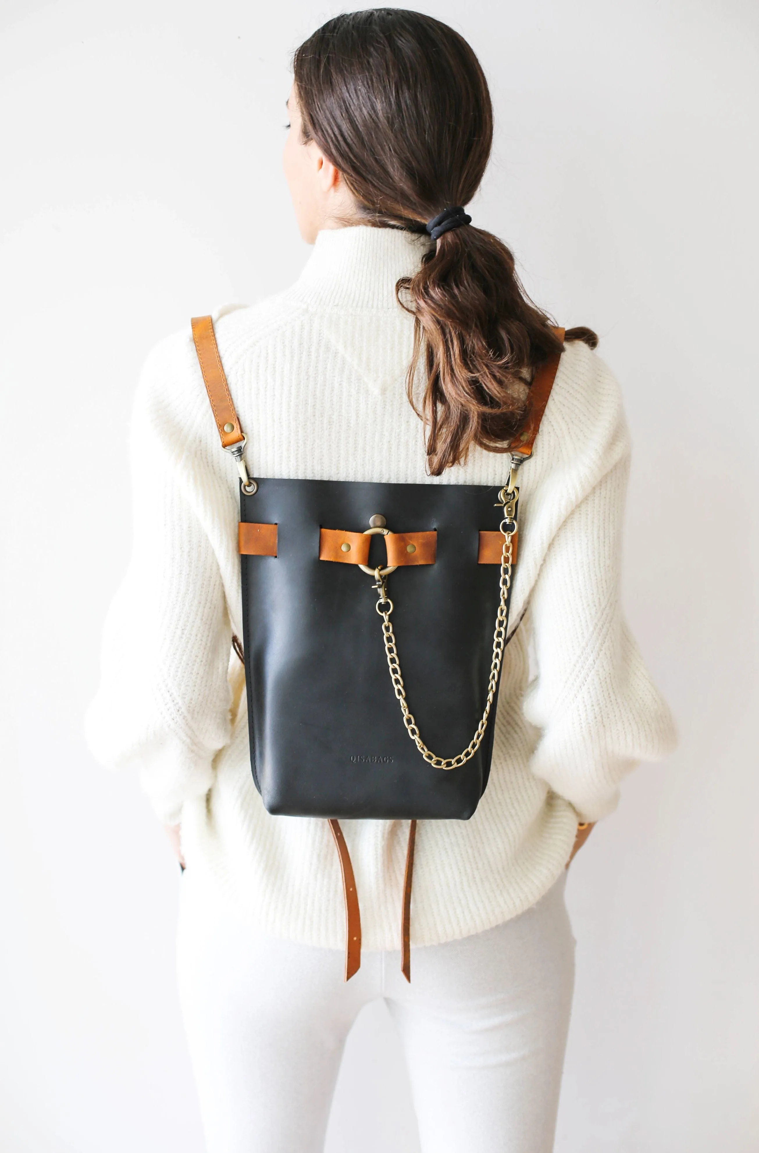 Black w/Brown Leather Bag - "Ring Belt Edition"