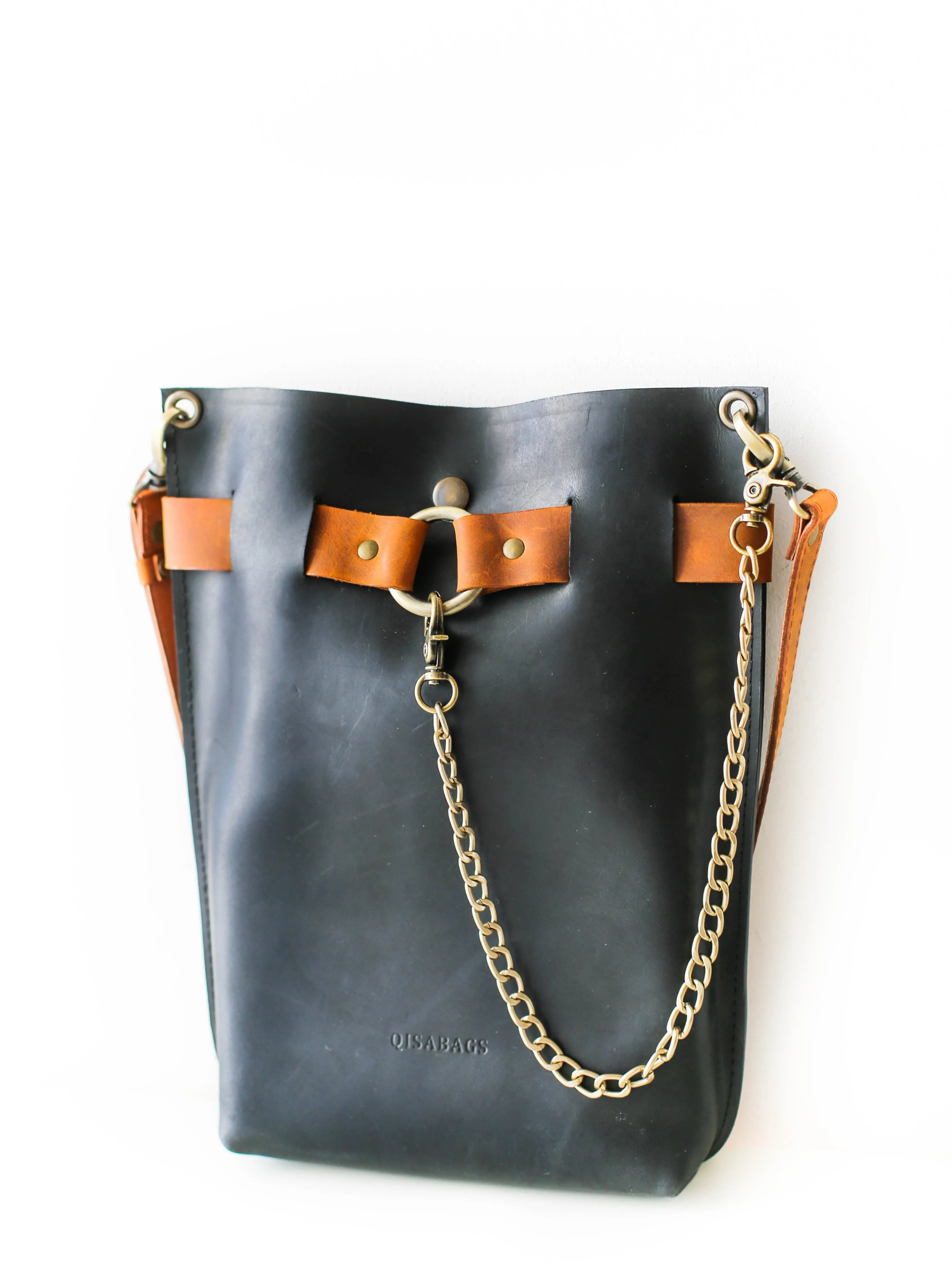 Black w/Brown Leather Bag - "Ring Belt Edition"