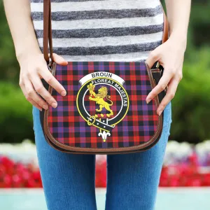 Broun Modern Tartan Saddle Bag with Family Crest