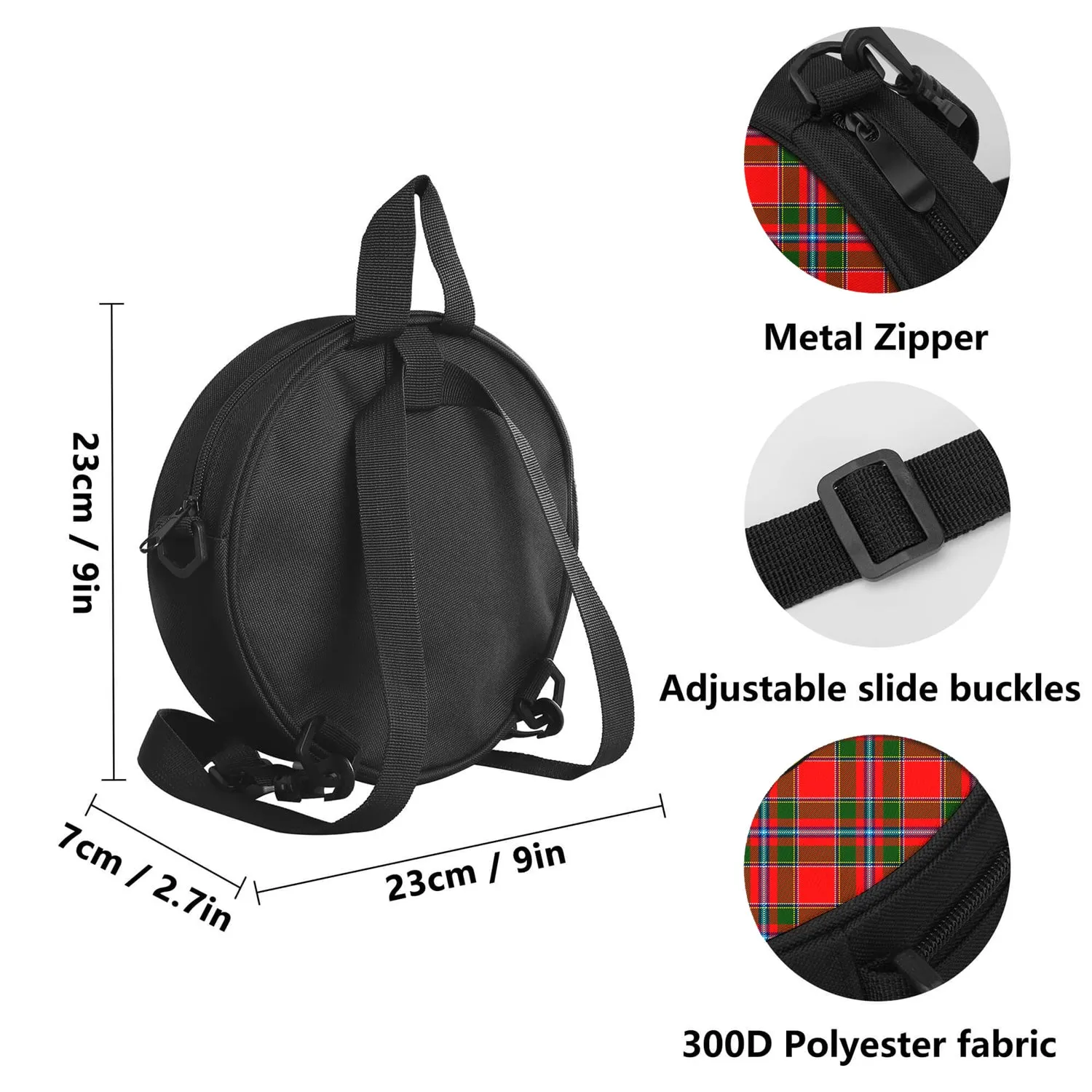 Butter Tartan Round Satchel Bags with Family Crest