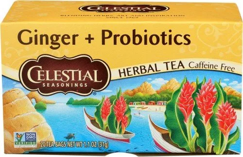 Celestial Seasonings Ginger   Probiotics Tea 20 Bags Box