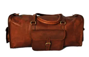 Distressed Leather Duffel Bag 20"