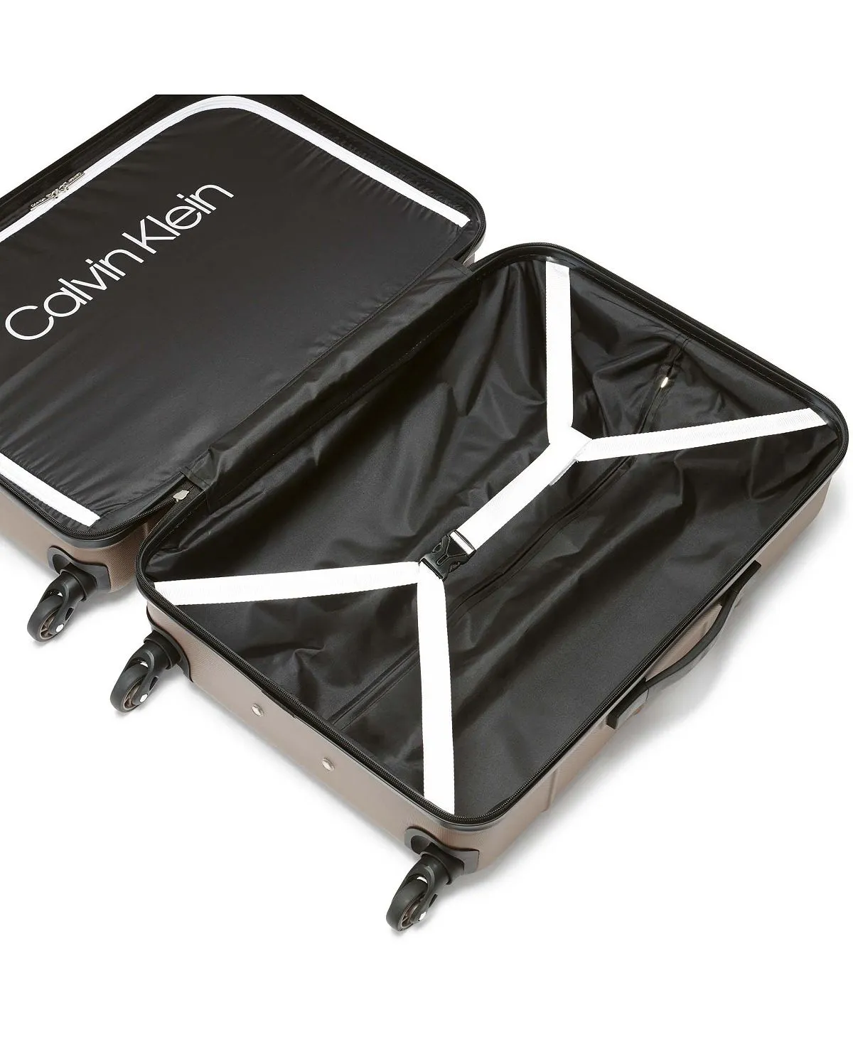 fillmore 3 piece calvin klein hard side suitcase set brown