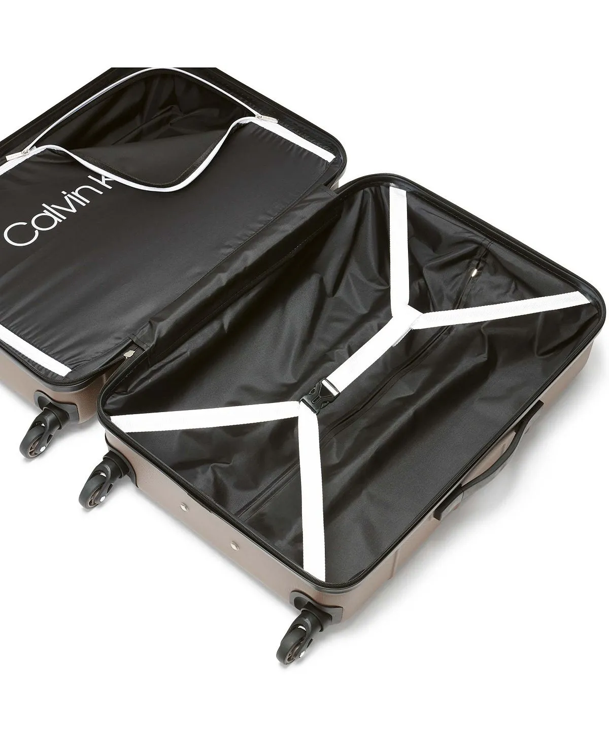 fillmore 3 piece calvin klein hard side suitcase set brown