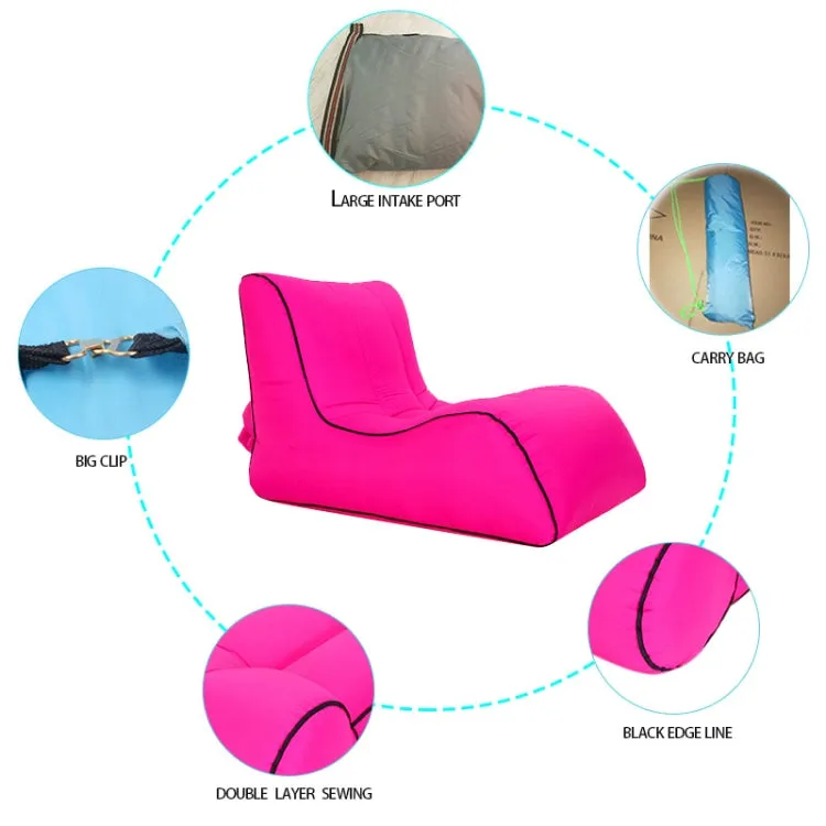 Foldable Inflatable Sofa for Camping, Fishing, and Beach, Single Outdoor Seat, 27.6 x 23.6 x 21.7 inches (Rose Red)