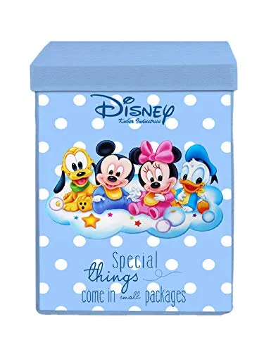 Kuber Industries Disney Kids Team Mickey Print Non Woven Fabric Foldable Laundry Organiser With Lid & Handles (Royal Blue)-KUBMART16281