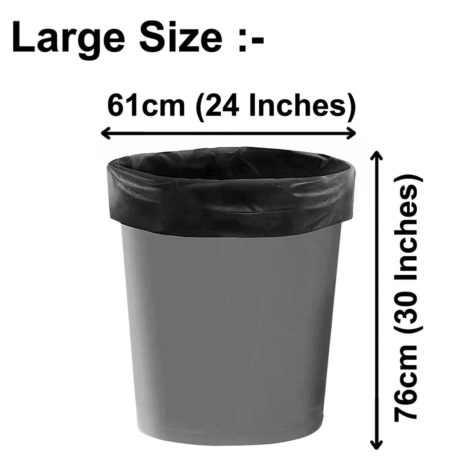 Kuber Industries Large 75 Garbage Bags/Dustbin Bags, 24x30 Inches (Black)-HS41KUBMART24049