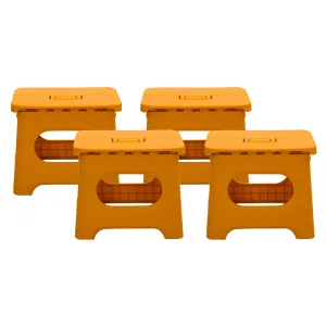 Kuber Industries (Set of 4) Small Folding Stool for Sitting - Plastic Foldable & Portable Step Stool for Kids - Orange