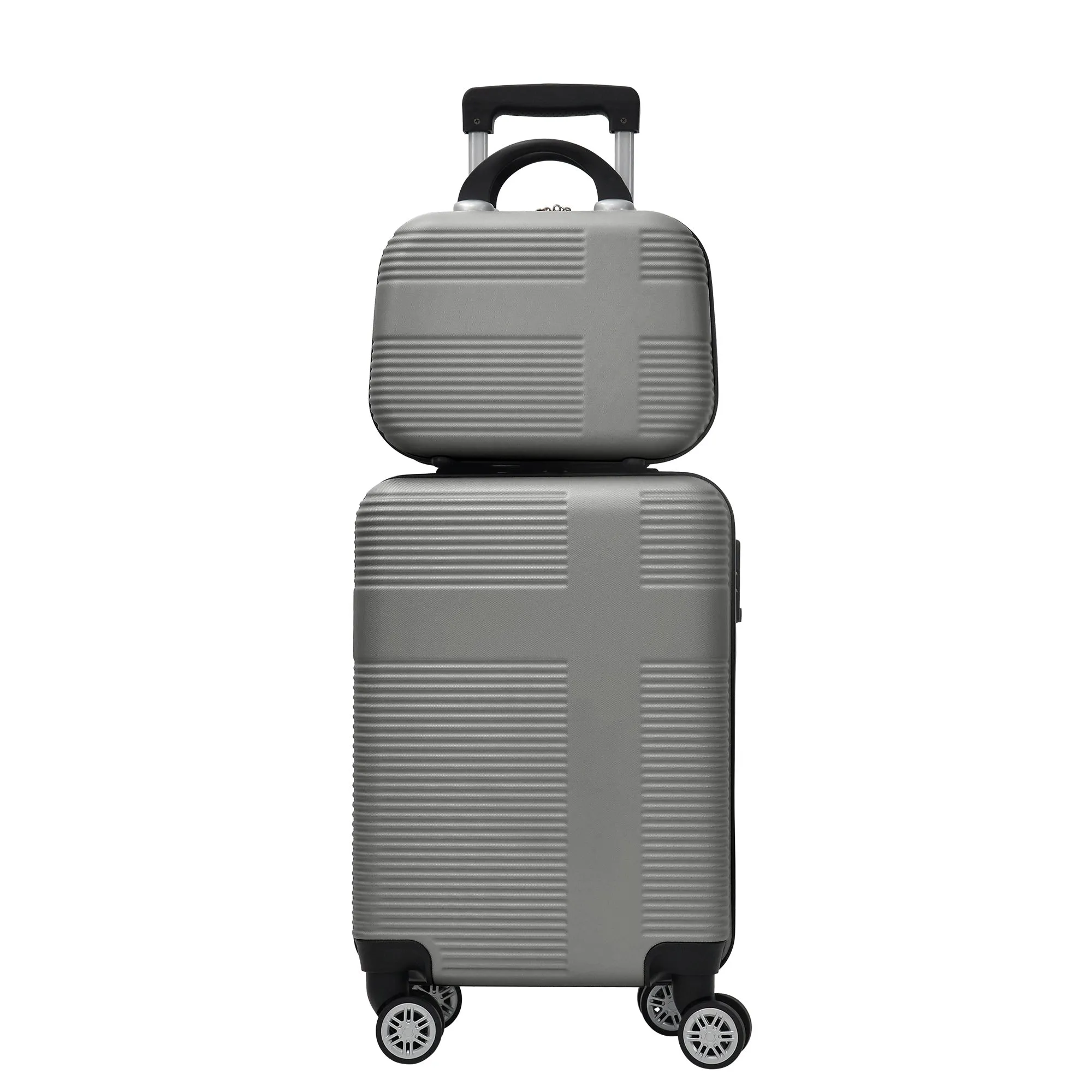 Luggage 4 Piece Set with Spinner Wheels, Hardshell Lightweight Suitcase with TSA Lock,Checked Luggage,Silver Gray(12/20/24/28in)