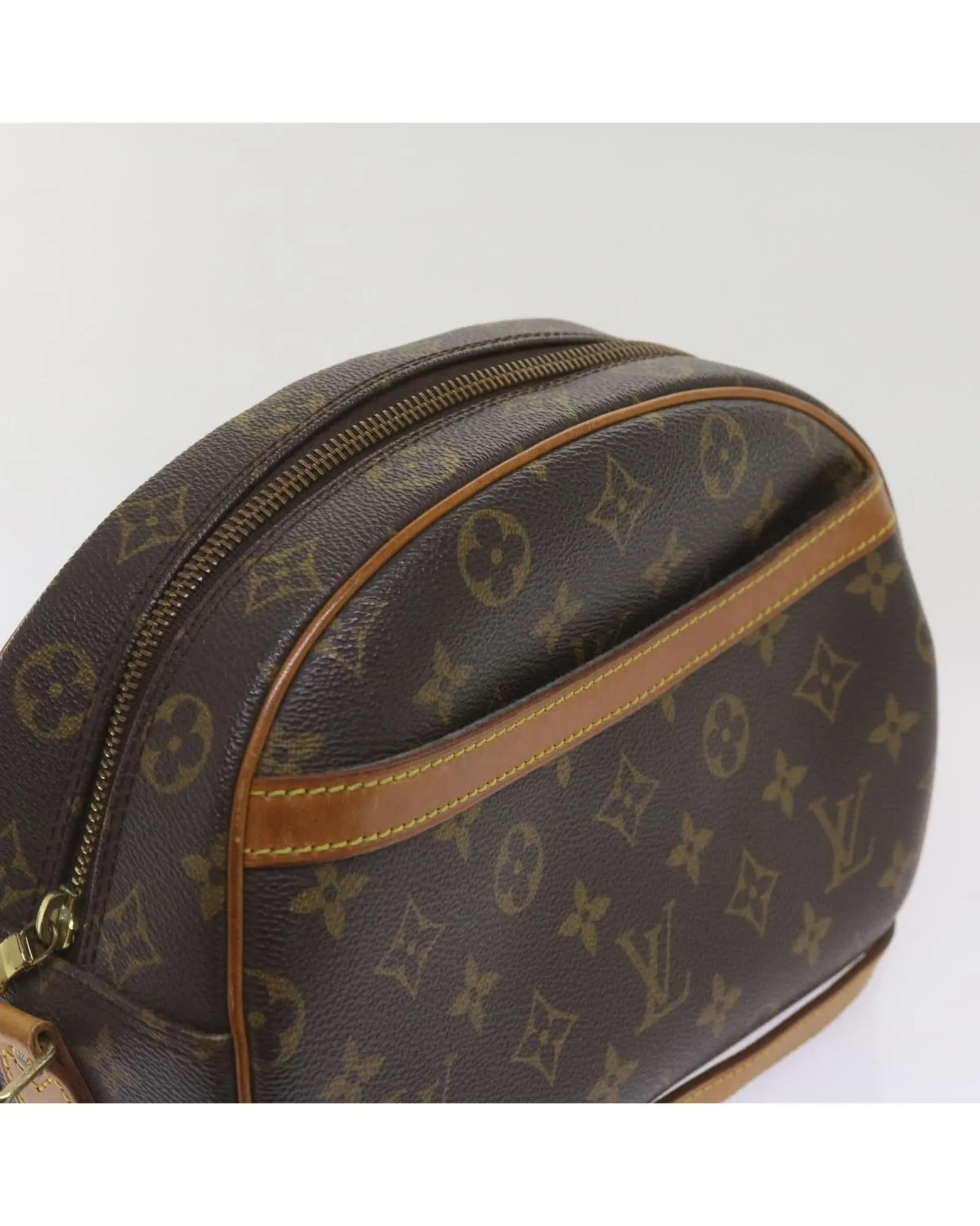 Monogram Shoulder Bag with Flap Closure and Multiple Compartments