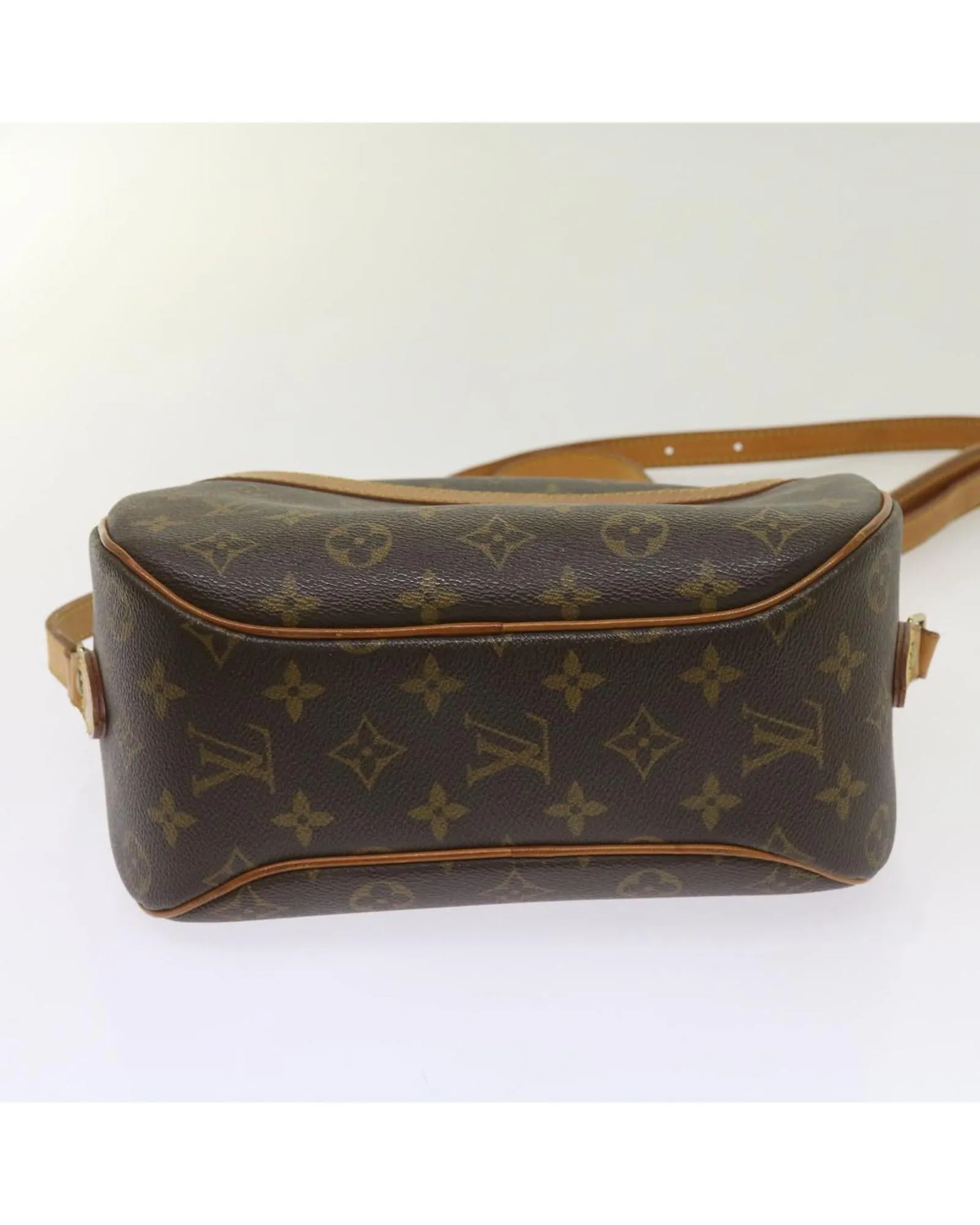 Monogram Shoulder Bag with Flap Closure and Multiple Compartments