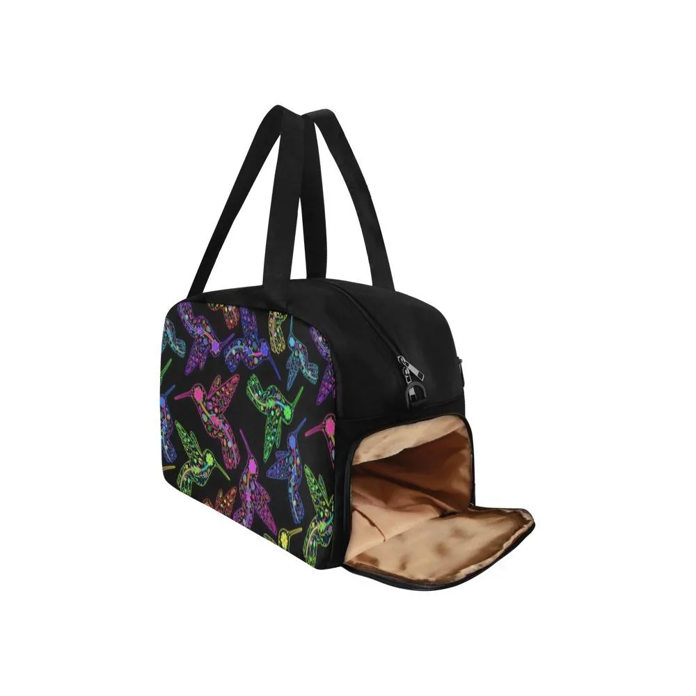 Neon Floral Hummingbirds Weekend Travel Bag