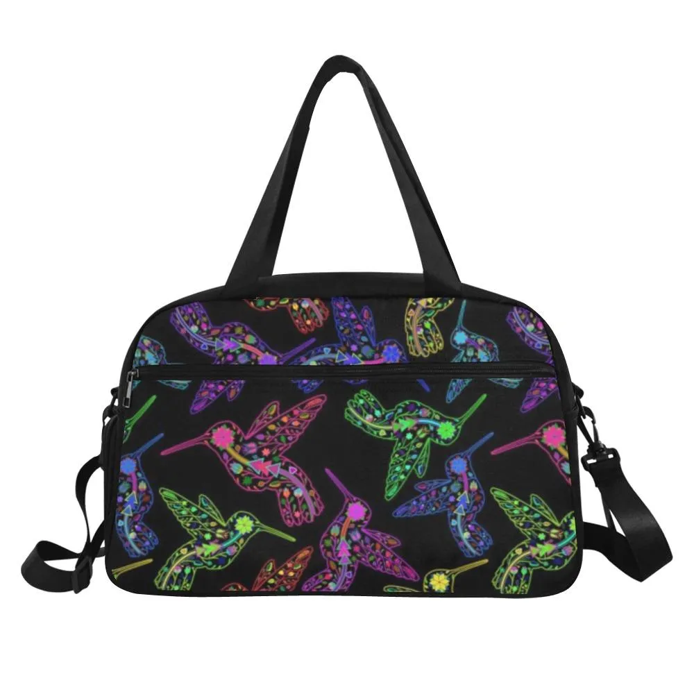 Neon Floral Hummingbirds Weekend Travel Bag