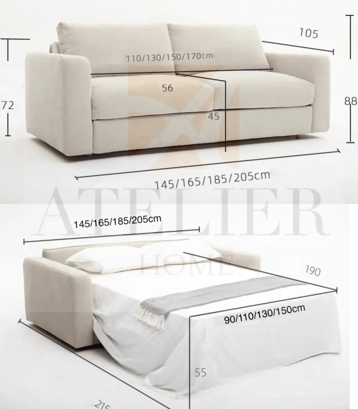 Pence Foldable Sofa Bed with Mattress