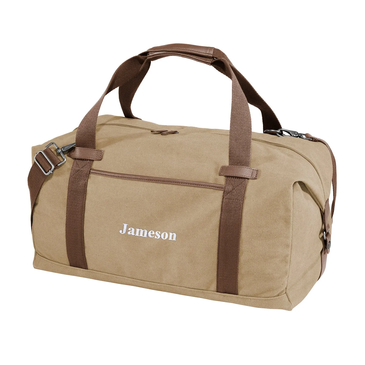 Personalized Cotton Canvas Duffel Bag - Khaki