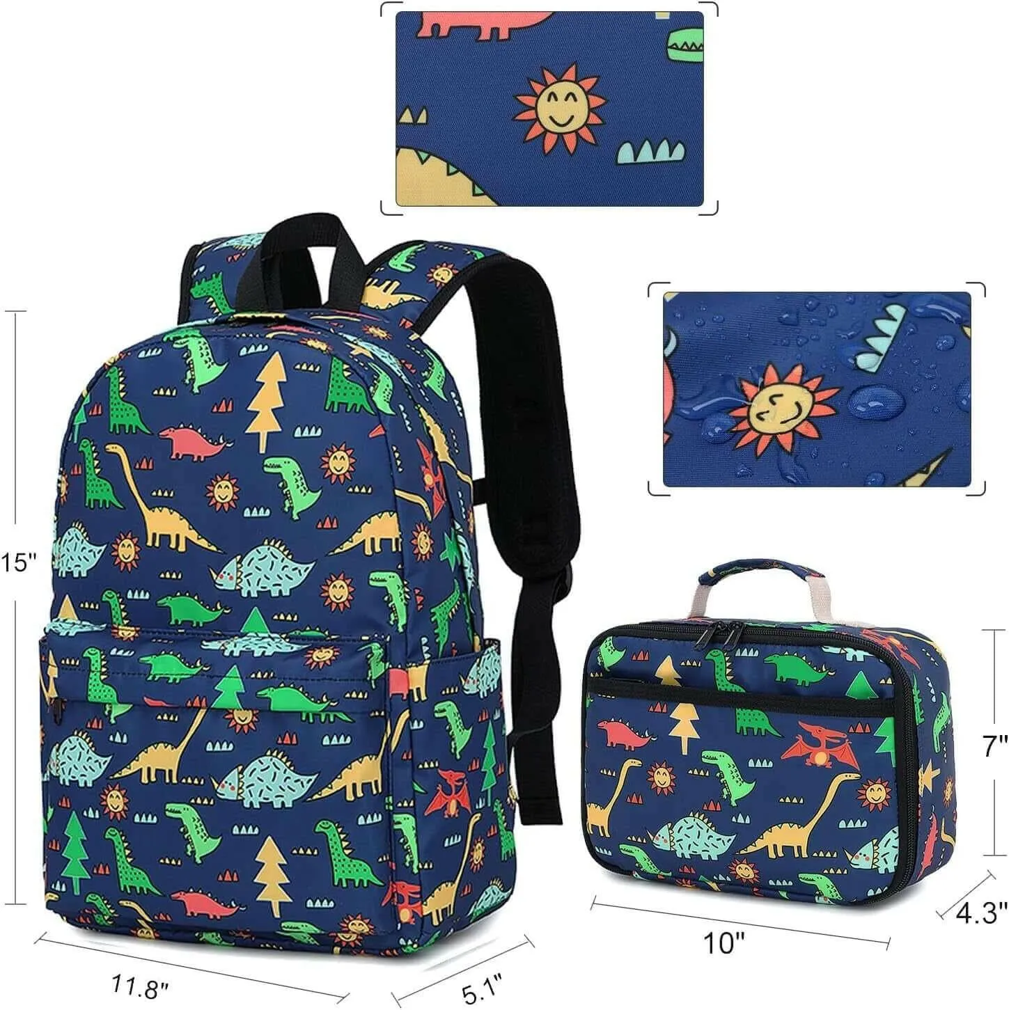 Preschool Backpack Kids School Book Bags for Elementary Primary Schooler (Dinosaur Navy)