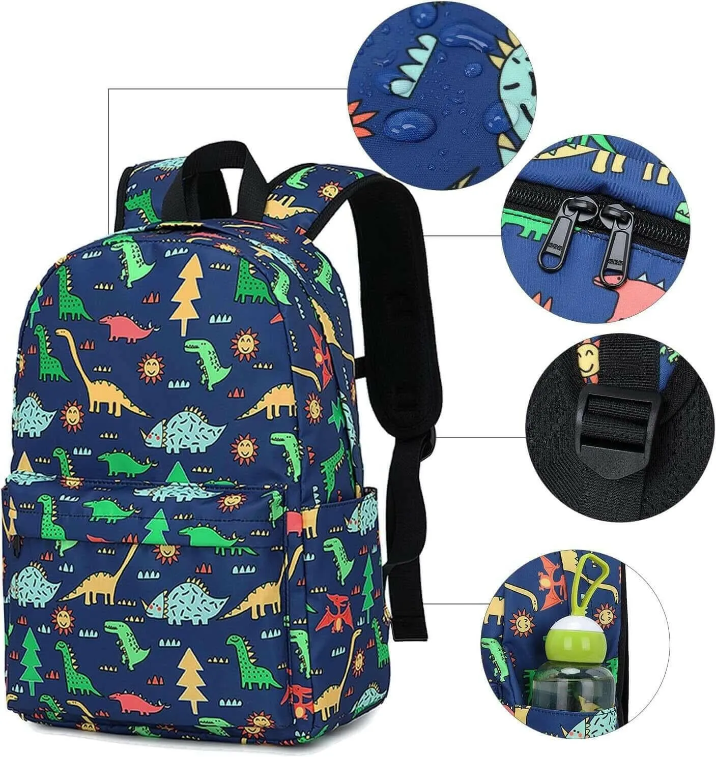 Preschool Backpack Kids School Book Bags for Elementary Primary Schooler (Dinosaur Navy)