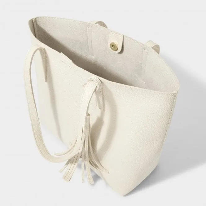 Tavi Tassel Tote in Off White KLB2082