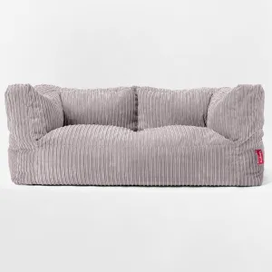 The 2 Seater Albert Sofa Bean Bag - Cord Silver Grey