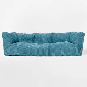 The 3 Seater Albert Sofa Bean Bag - Cord Aegean Blue