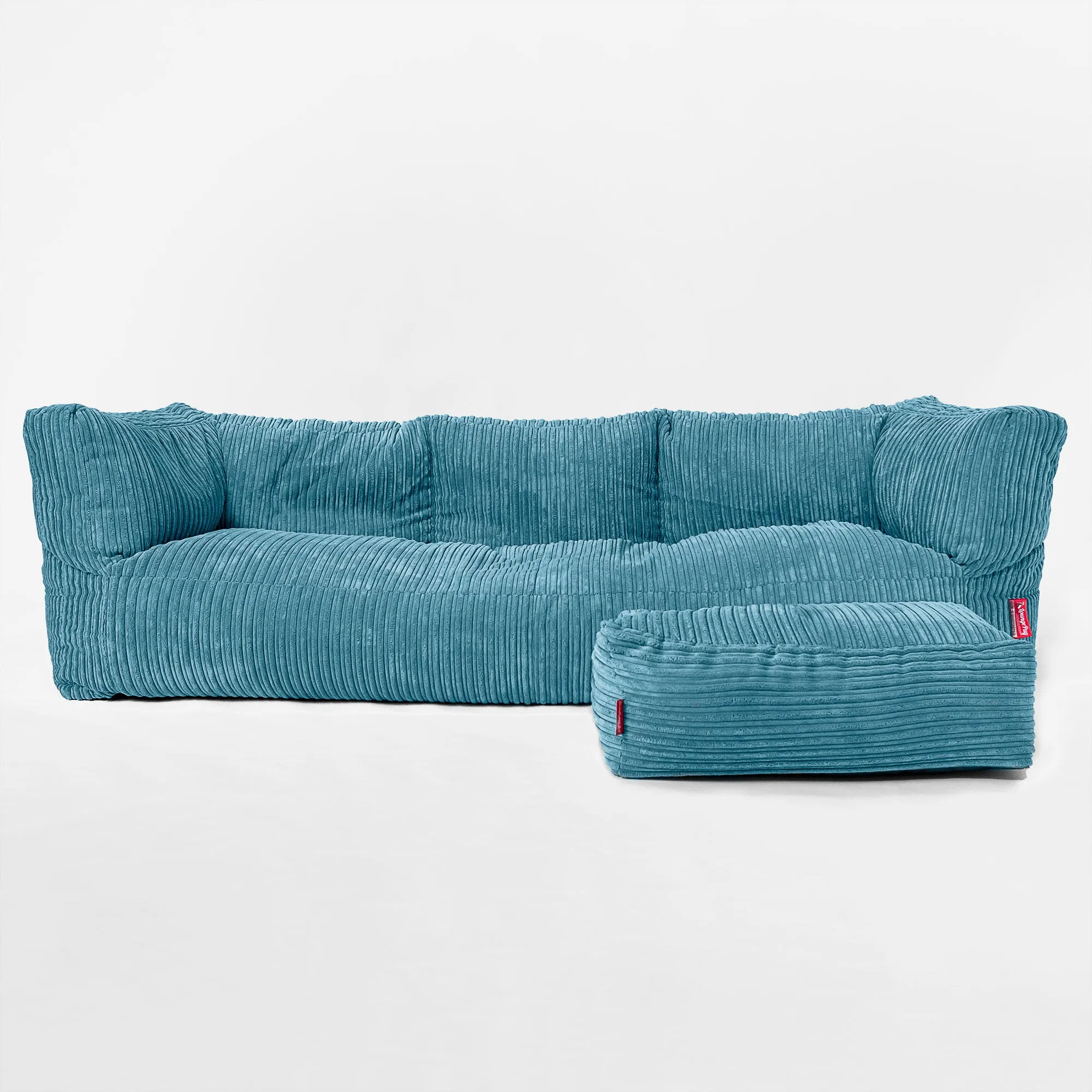 The 3 Seater Albert Sofa Bean Bag - Cord Aegean Blue