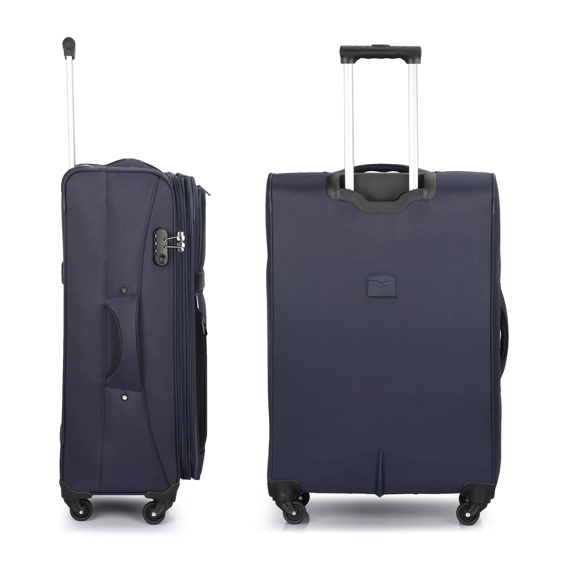 THE CLOWNFISH Combo of 2 Faramund Series Luggage Polyester Softsided Suitcases Four Wheel Trolley Bags - Navy Blue (68 cm, 56 cm)