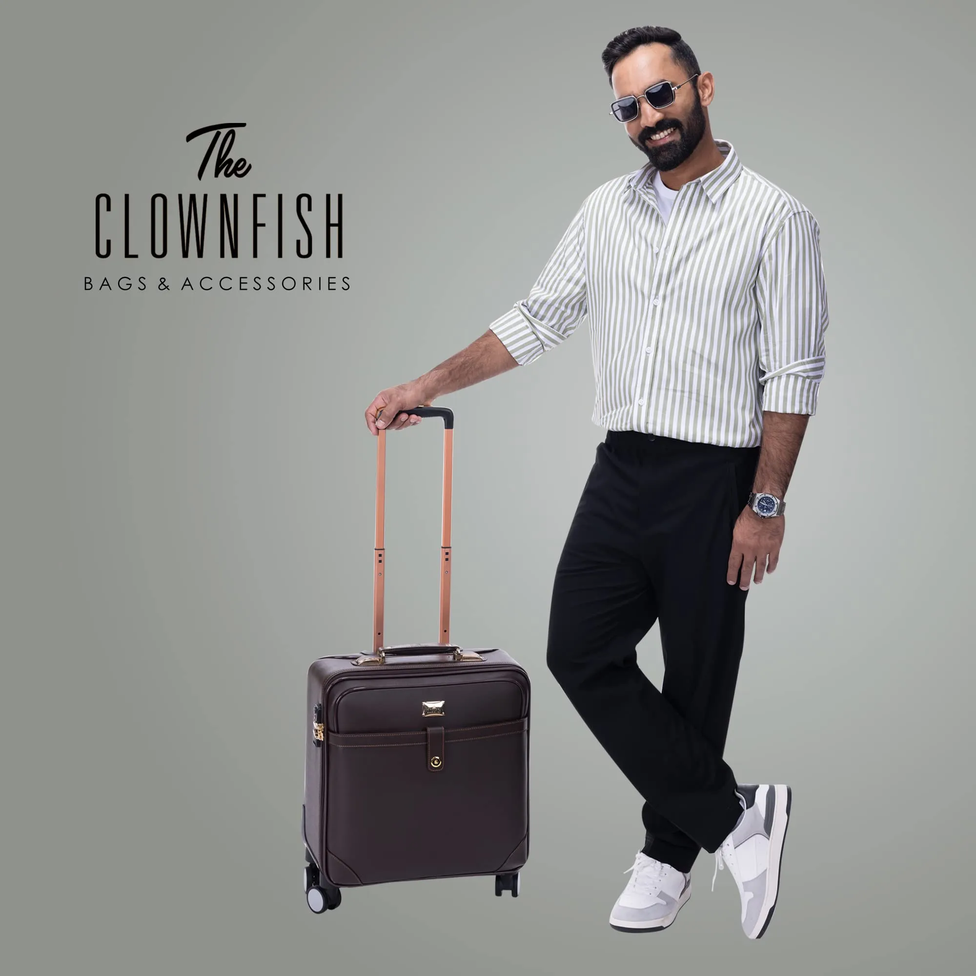 THE CLOWNFISH Combo of 2 Stark Series Luggage Polycarbonate Hard Case Suitcases Eight Wheel Trolley Bags with Double TSA Locks- Pistachio Green (Medium 67 cm-26 inch, Small 57 cm-22 inch)