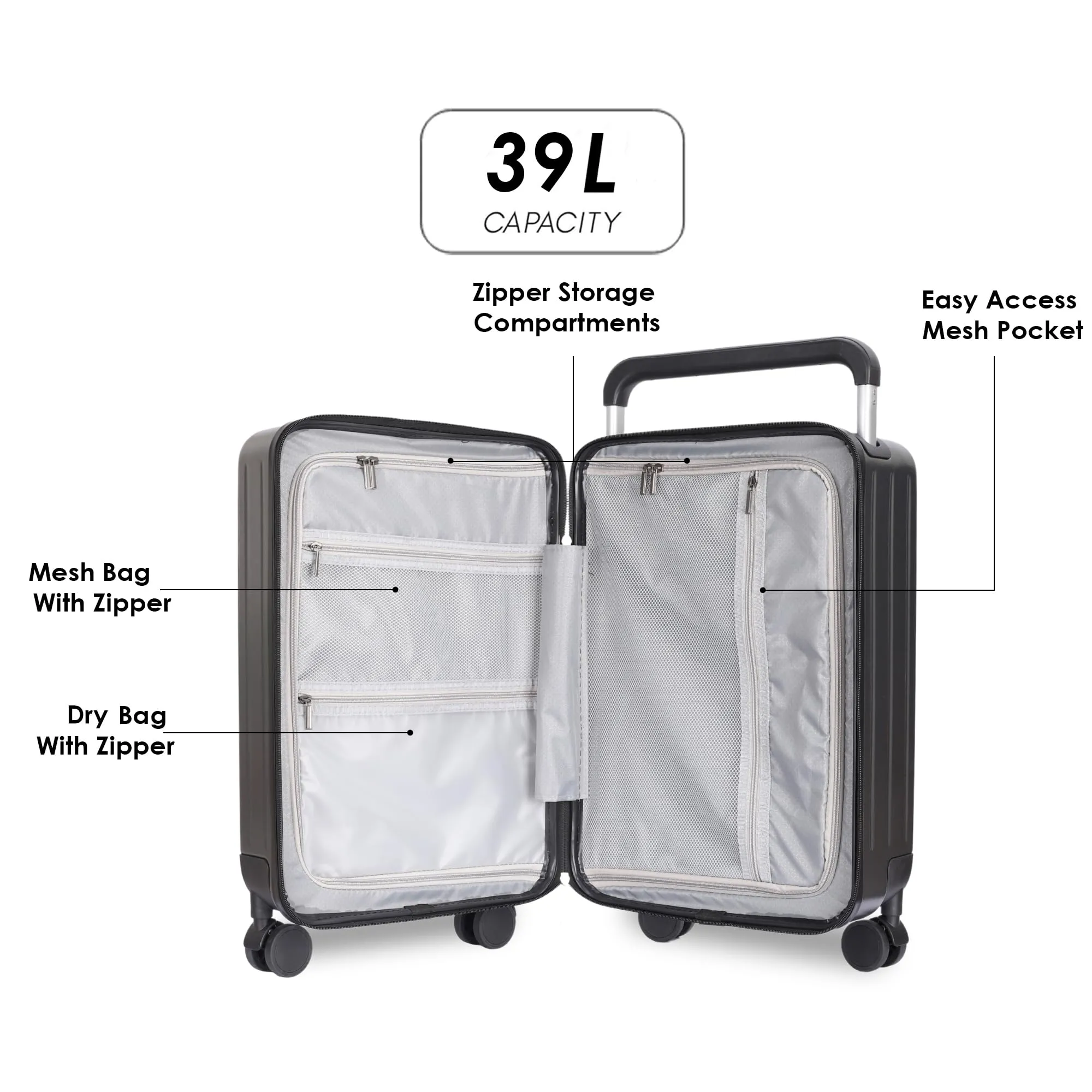 THE CLOWNFISH Trolley Bags for Travel | ABS and Polycarbonate Hard Sided Suitcase | for Travel with 8 Silent Wheels | Cabin Luggage Bag for Users | 360 Degree Rotation | 20 Inch/ 55cm | Grey