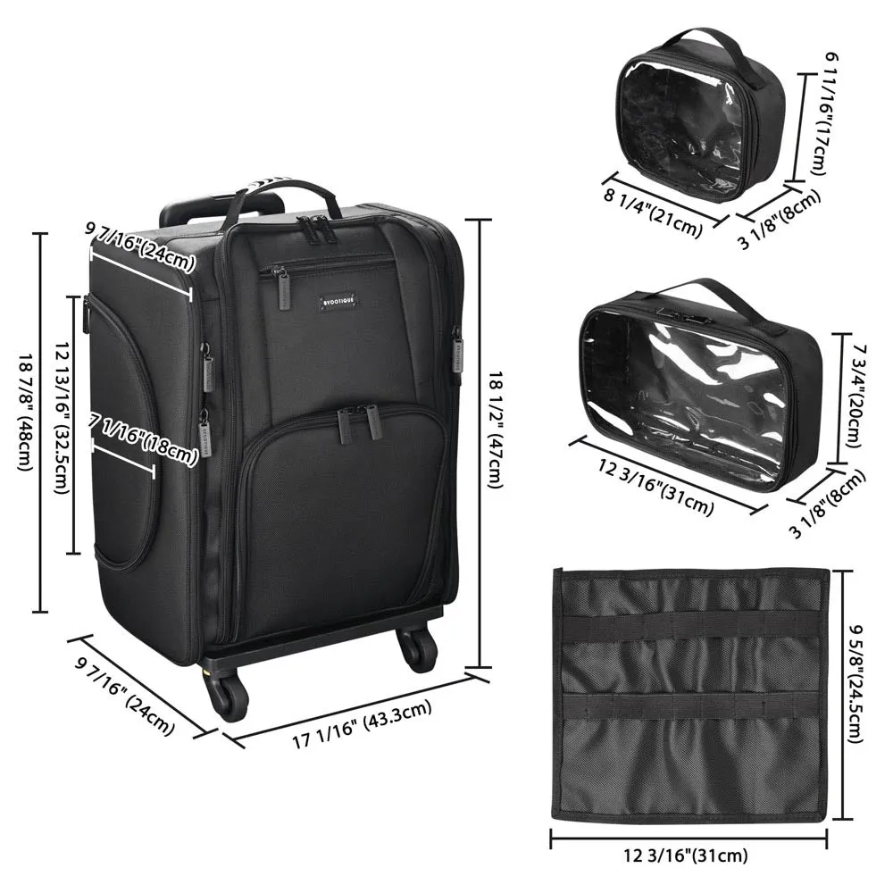 TheLAShop Rolling Makeup Case with Compartments Foldable Removable Trolley