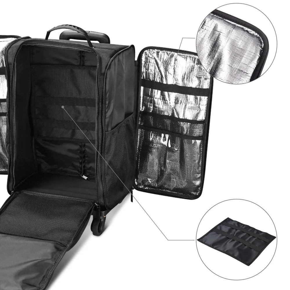 TheLAShop Rolling Makeup Case with Compartments Foldable Removable Trolley