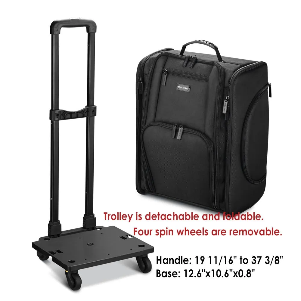 TheLAShop Rolling Makeup Case with Compartments Foldable Removable Trolley